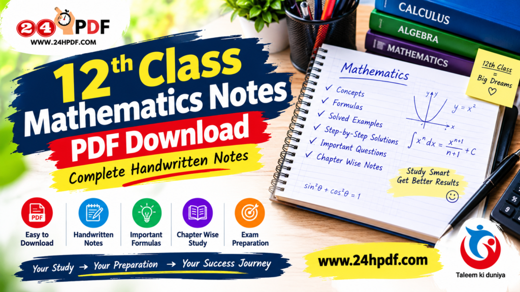 12th Class Mathematics Handwritten Notes PDF-12th Class Mathematics Notes PDF